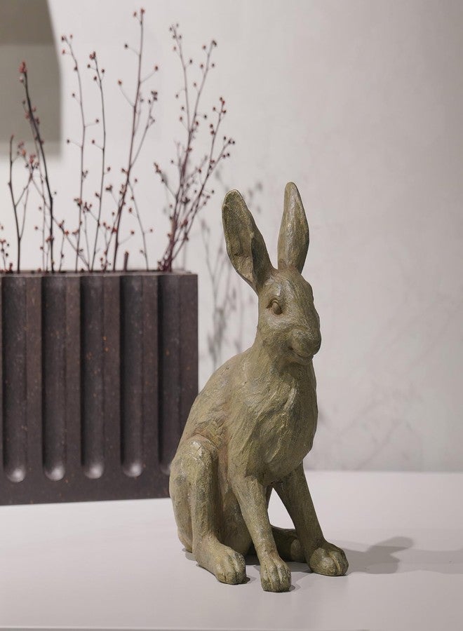 DiliComing Grey Resin Rabbit Garden Statue - 12 Inch Large Garden Statues for Home Yard Decor Garden Statues for Outside Balcony Bunny Decor for Garden Gifts - Image 2
